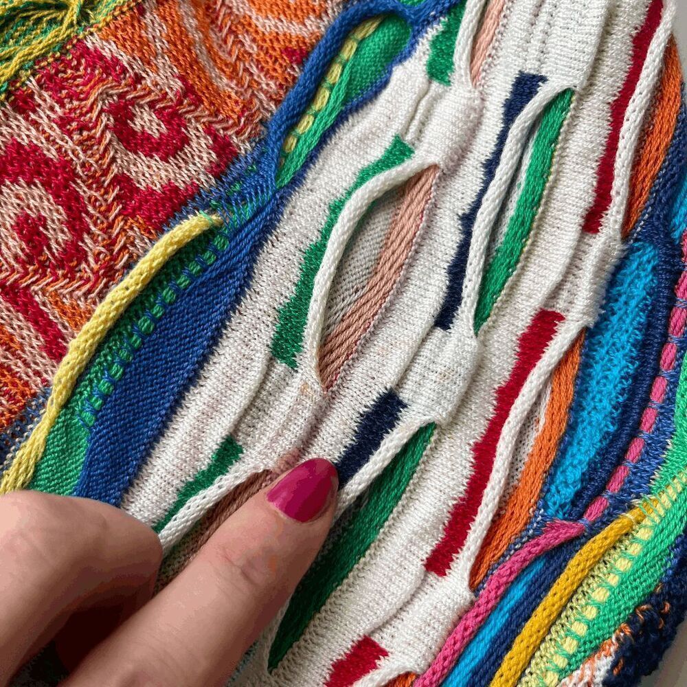 VTG Coogi Mercerised Cotton 3D Knit Sweater M Australia Multicolor - Picture 5 of 16